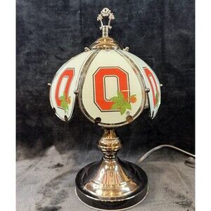 Ohio State Buckeyes NCAA 3-way Touch Lamp Table Light Glass Shade 15” WORKS Rare
